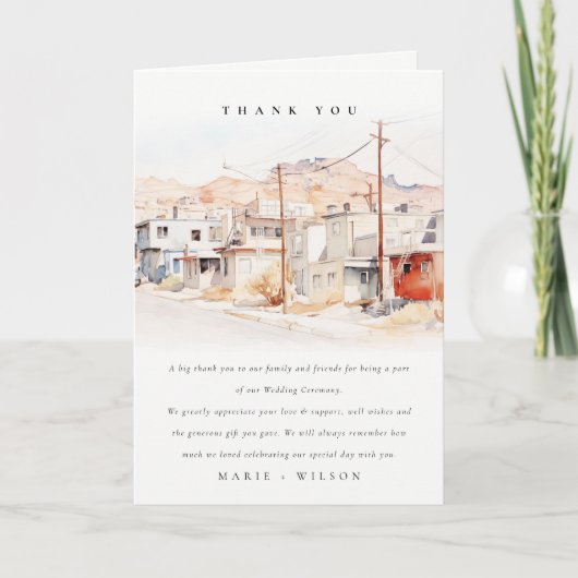 El Paso Texas City Scape Wassercolor Wedding Dankeskarte (Vorderseite)