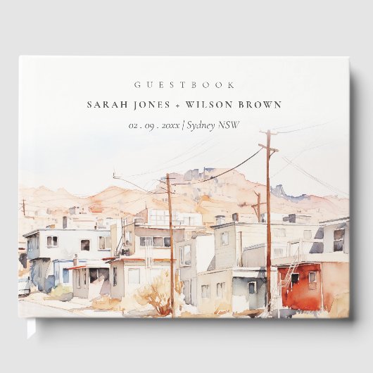 El Paso Texas City Scape Wassercolor Wedding Gästebuch (Vorderseite)