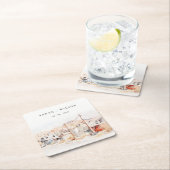 El Paso Texas City Scape Wassercolor Wedding Rechteckiger Pappuntersetzer (Vor Ort)