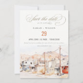 El Paso Texas City Scape Wassercolor Wedding Save The Date (Vorderseite)