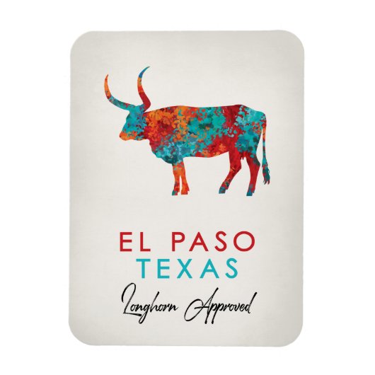 El Paso Texas Colorful Longhorn Magnet (Vertikal)