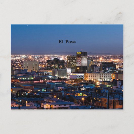 El Paso, Texas in der Nacht Postkarte (Vorderseite)
