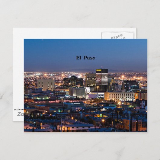 El Paso, Texas in der Nacht Postkarte (Vorne/Hinten)