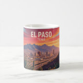 El Paso Texas Mug: Retro Desert Sunset Cityscape Kaffeetasse (Mittel)