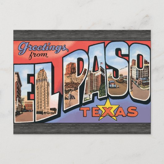 El Paso Texas Postkarte (Vorderseite)