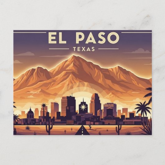 El Paso Texas Reise Postkarte (Vorderseite)