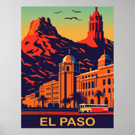 El Paso, Texas, Sonnenuntergang über den Bergen, R Poster