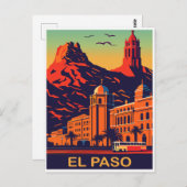 El Paso, Texas, Sonnenuntergang über den Bergen, R Postkarte (Vorne/Hinten)