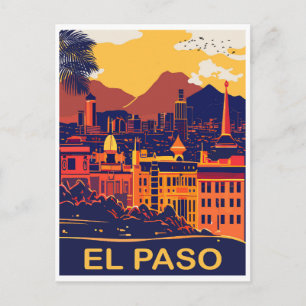 El Paso, Texas, Stadtlandschaft, Reise Postkarte