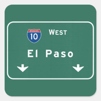 El Paso Texas tx Autobahn - Freeway Road : Quadratischer Aufkleber