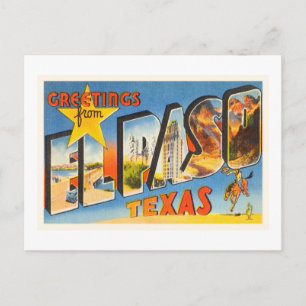 El Paso Texas TX Old Vintage Reise Souvenir Postkarte