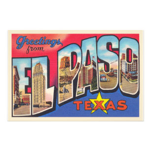 El Paso Texas TX Vintagen Großbuchstabe Postkarte Fotodruck