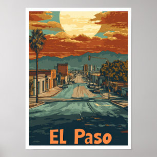 El Paso Texas USA Kunst Reise Illustration Poster