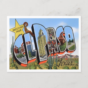El Paso, Texas Vintage Große Buchstaben Postkarte