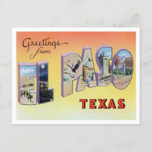 El Paso, Texas Vintage Große Buchstaben Postkarte