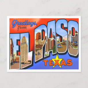 El Paso, Texas Vintage Große Buchstaben Postkarte