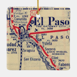 El Paso TX 1948 Karte Keramikornament