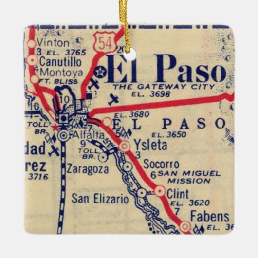 El Paso TX 1948 Karte Keramikornament (Vorderseite)
