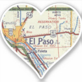El Paso TX Retro Map Aufkleber (Vorderseite)