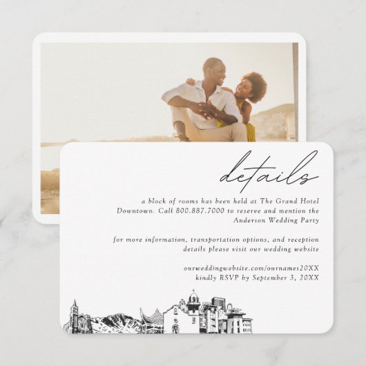 El Paso Wedding Hotel Zimmerblockdetails Begleitkarte (Vorne/Hinten)