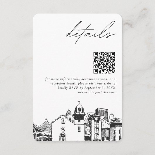 El Paso Wedding Modern Details QR Code Begleitkarte (Vorderseite)
