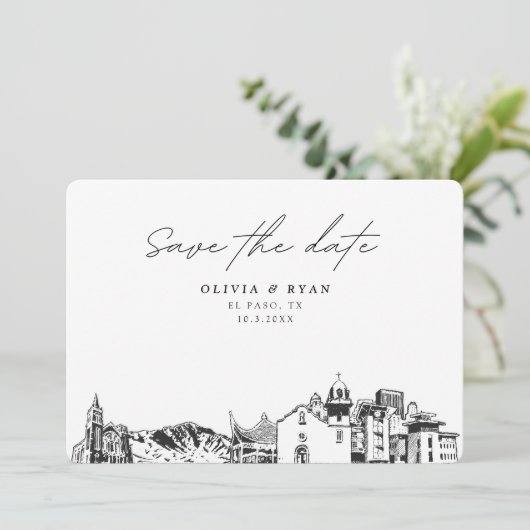 El Paso Wedding Modern Save the Date Einladung (Stehend Vorderseite)