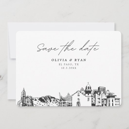 El Paso Wedding Modern Save the Date Einladung (Vorderseite)