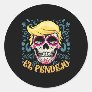 El Pendejo Dia De Los Muertos Sugar Skull Trump Runder Aufkleber