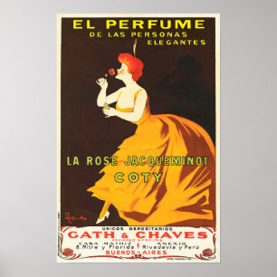EL PERFUME La Rose Jacquemot Paris Art Deco Poster