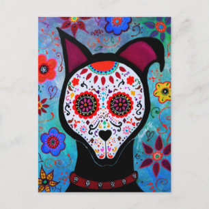 EL PERRO DOG DIA DE LOS MUERTOS POSTKARTE