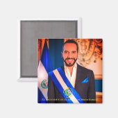 El presidente de El Salvador, Nayib Bukele Magnet (Vorderseite/Rückseite)