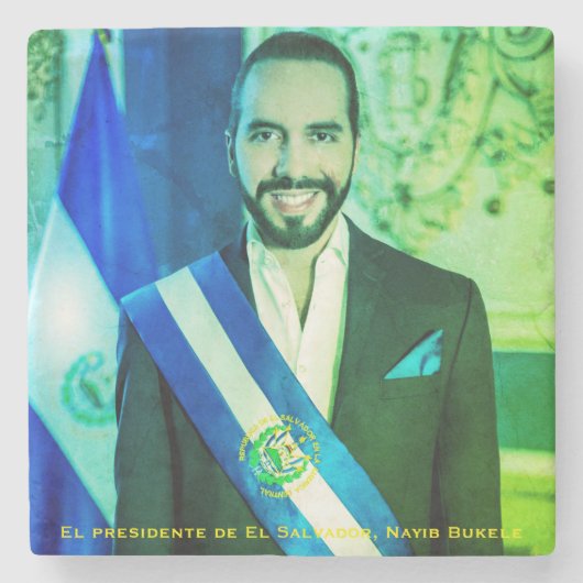 El presidente de El Salvador, Nayib Bukele Steinuntersetzer (Vorderseite)