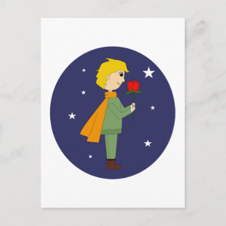 El principito admirando su rosa postkarte