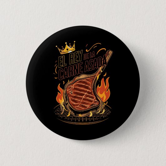 El Rey De La Carne Asada Grillen Cookout Master Ki Button (Vorderseite)