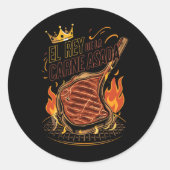 El Rey De La Carne Asada Grillen Cookout Master Ki Runder Aufkleber (Vorderseite)