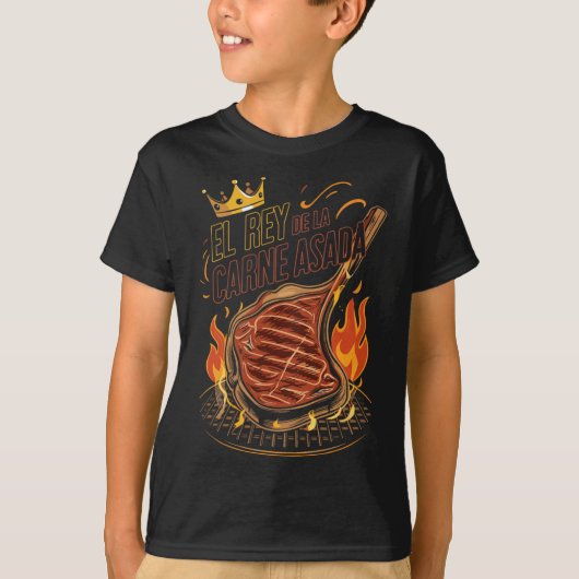 El Rey De La Carne Asada Grillen Cookout Master Ki T-Shirt (Vorderseite)
