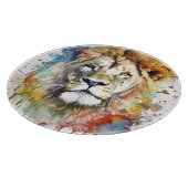 El rey del color - Un león majestuoso Schneidebrett (Ecke)