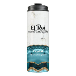 El Roi der Gott, der mich Aquamarin Marmormonogram Thermosbecher