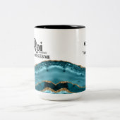 El Roi der Gott, der mich Aquamarin Marmormonogram Zweifarbige Tasse (Mittel)