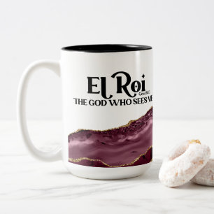 El Roi der Gott, der mich rotes Marmormonogramm si Zweifarbige Tasse