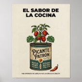 El Sabor De La Cocina Retro Hot Sauce Plakat (Vorne)