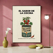 El Sabor De La Cocina Retro Hot Sauce Plakat