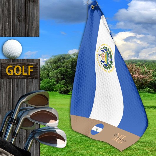 El Salvador Fahne & Salvador mit Monogramm Golfhan Golfhandtuch