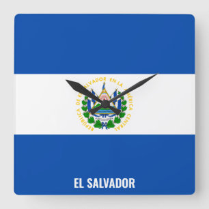 El Salvador Flag Dazzling Patriotic Quadratische Wanduhr