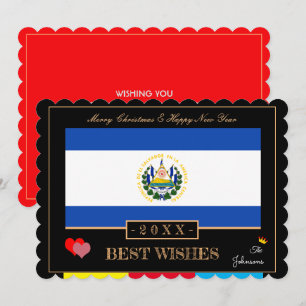 El Salvador Flag & Happy New Year/Best Wishs Card Feiertagskarte