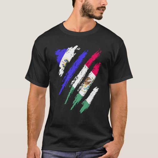 El Salvador Flag Mexico Grown Patriot Country Stri T-Shirt (Vorderseite)