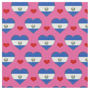El Salvador Flag Red Heart mode Fabric/Salvador Stoff
