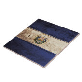 El Salvador Flagge auf altem hölzernem Korn Fliese (Seite)