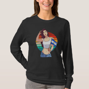 El Salvador-Flagge Salvadoraner Stolz Latino-Mädch T-Shirt