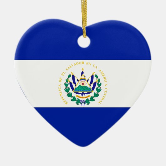 El Salvador Flaggen-Herz Keramikornament (Vorne)